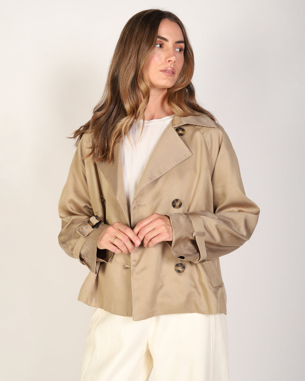 Lucie Cropped Trench - Camel