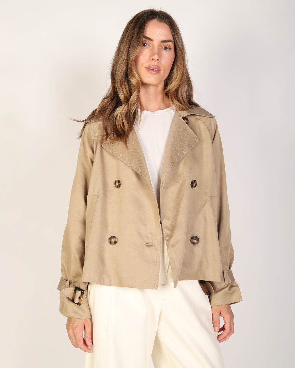 Lucie Cropped Trench - Camel