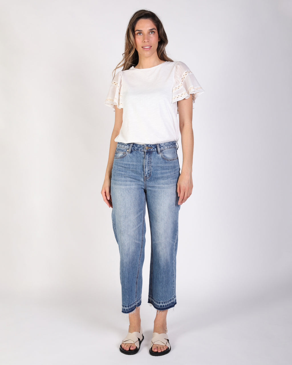 Leanna Tee - White/Taupe