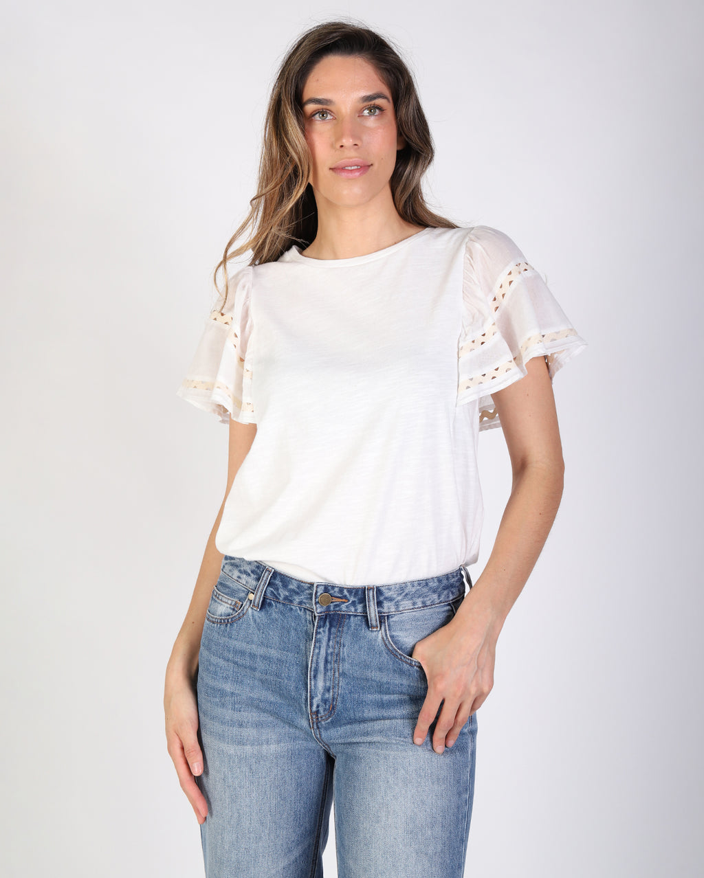 Leanna Tee - White/Taupe