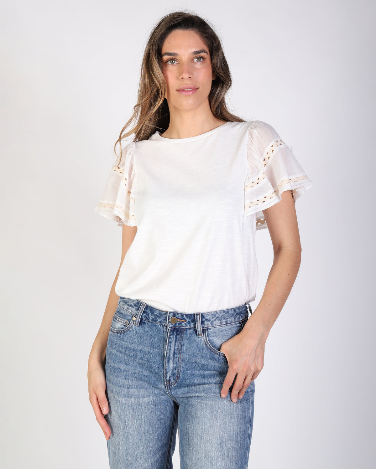 Leanna Tee - White/Taupe