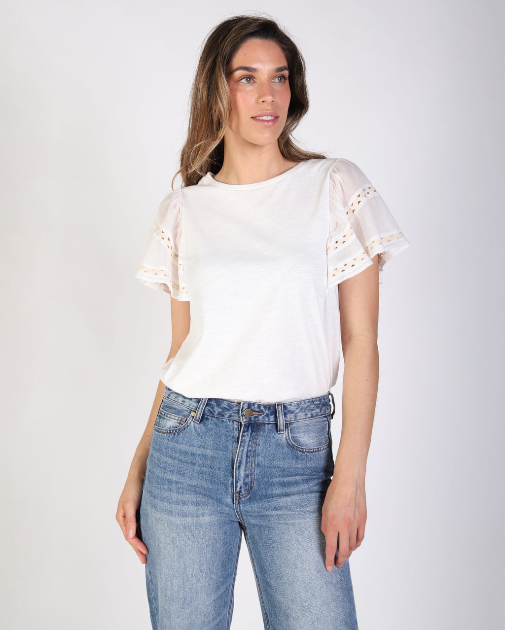 Leanna Tee - White/Taupe