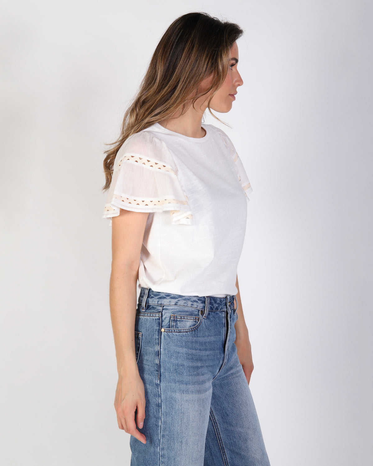 Leanna Tee - White/Taupe