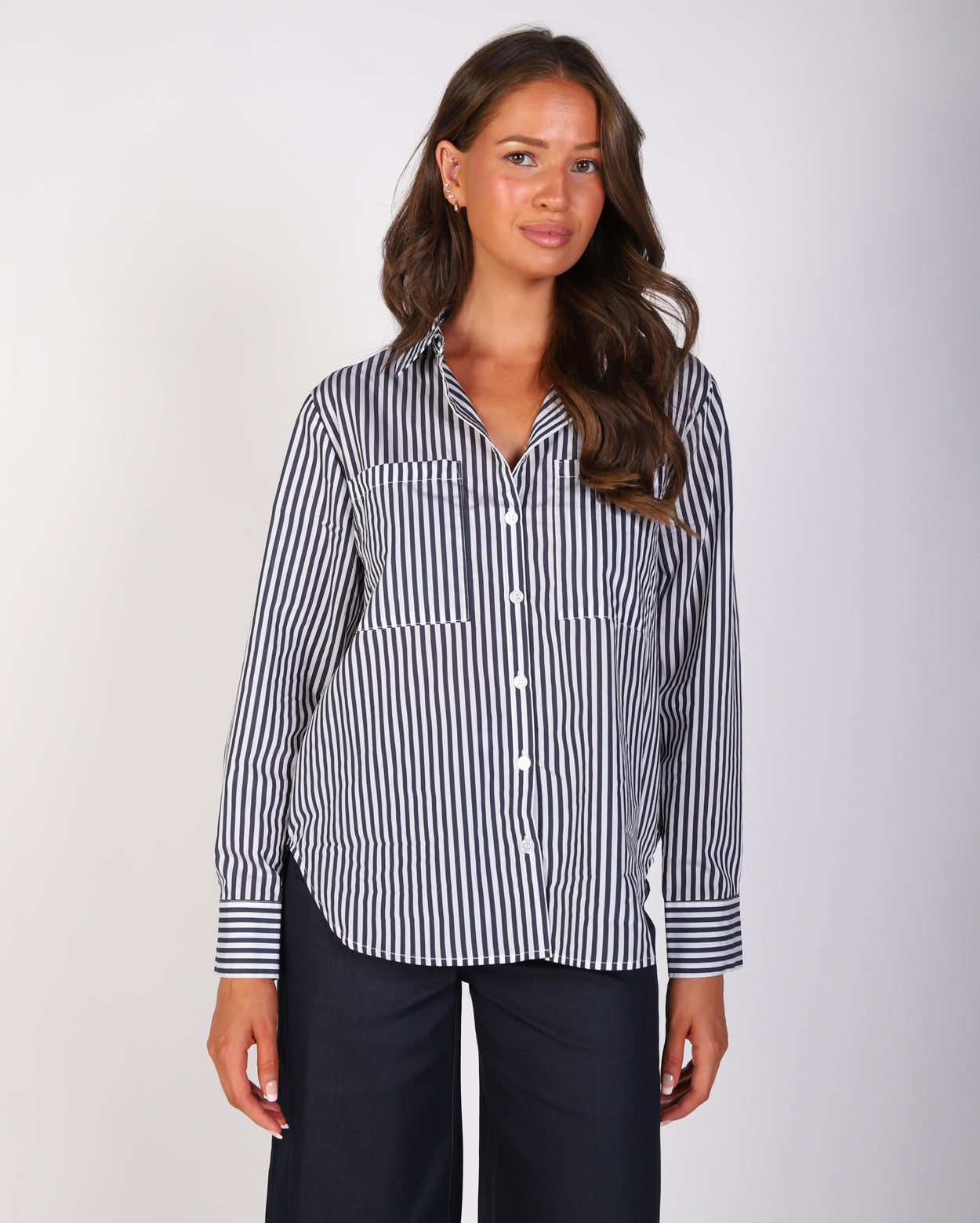 Olivia Stripe Shirt - Navy