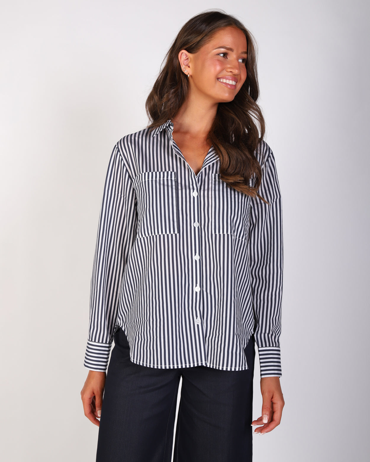 Olivia Stripe Shirt - Navy
