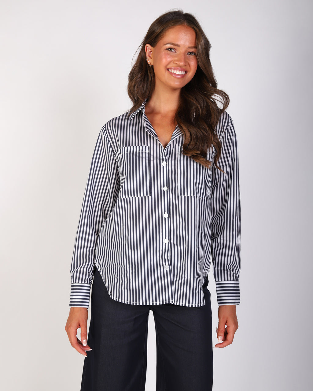 Olivia Stripe Shirt - Navy