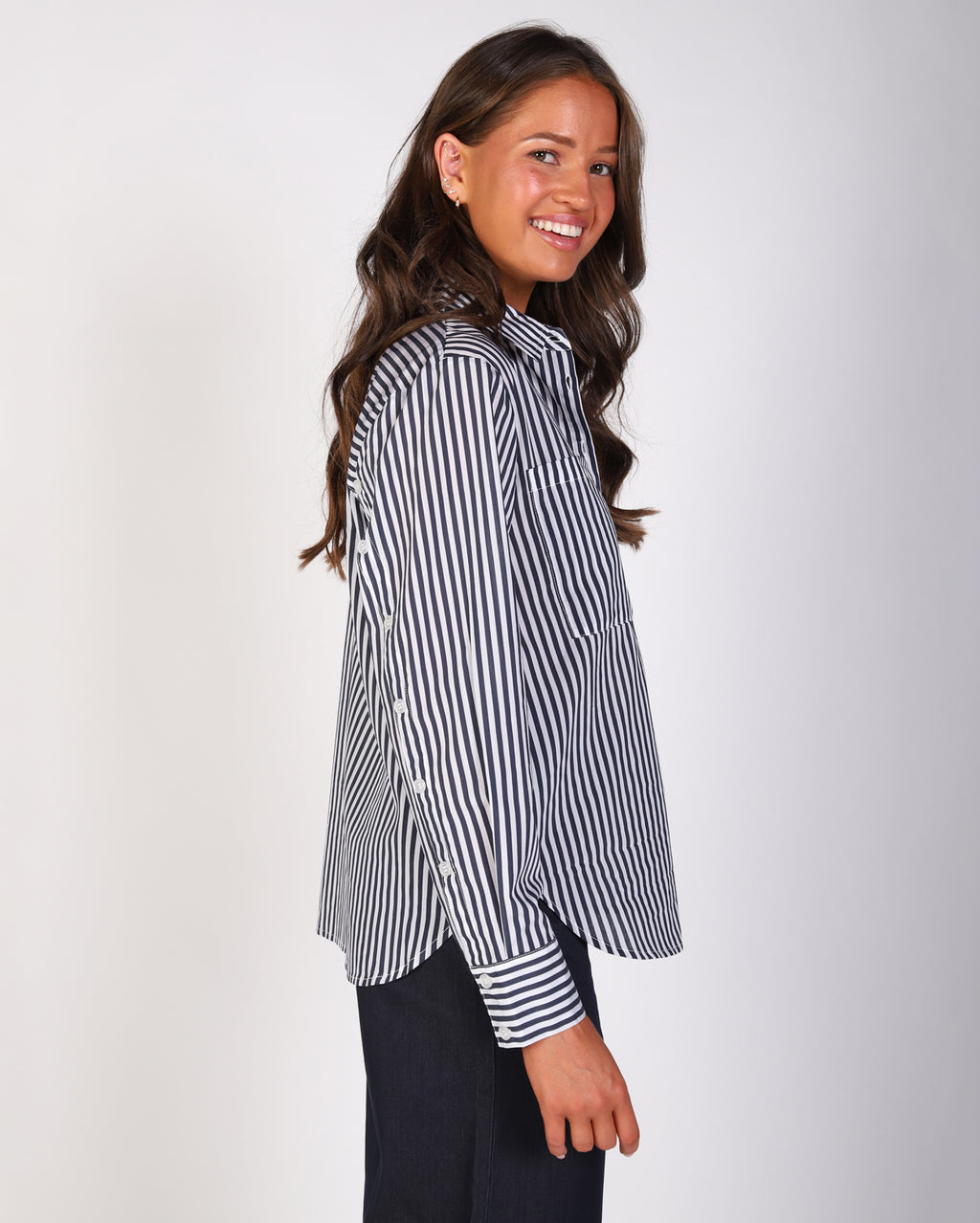 Olivia Stripe Shirt - Navy