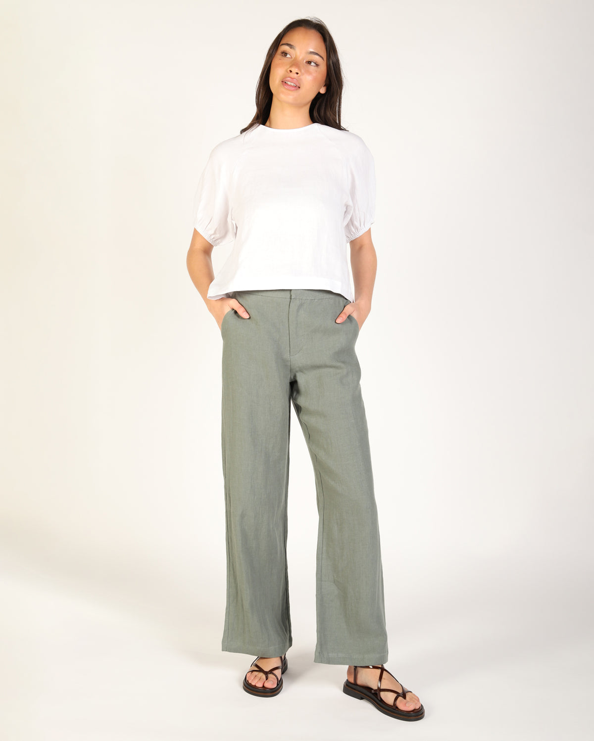 Lovella Linen Pant - Sage