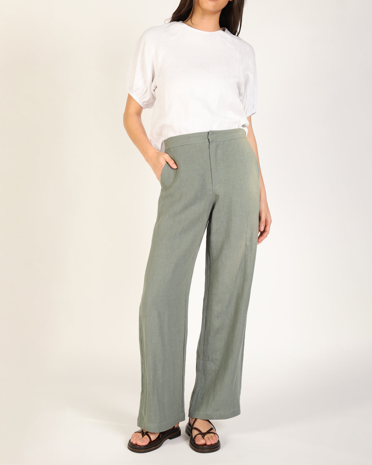 Lovella Linen Pant - Sage