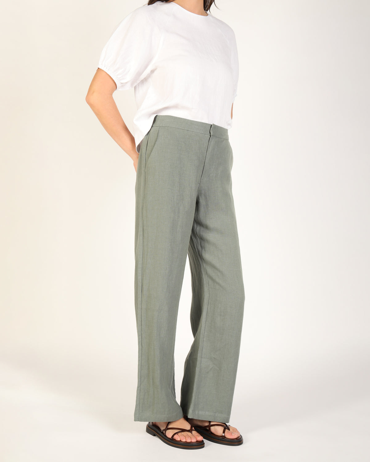 Lovella Linen Pant - Sage