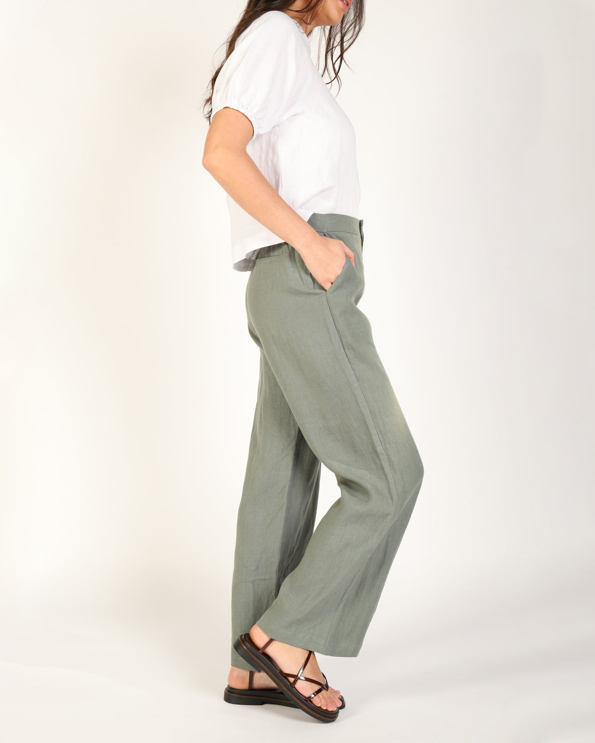 Lovella Linen Pant - Sage