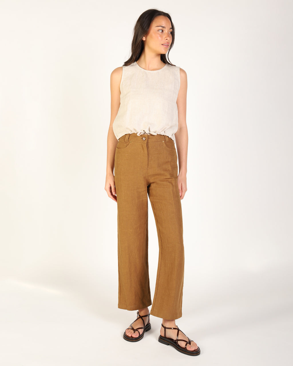 Lewi Linen Pant - Khaki
