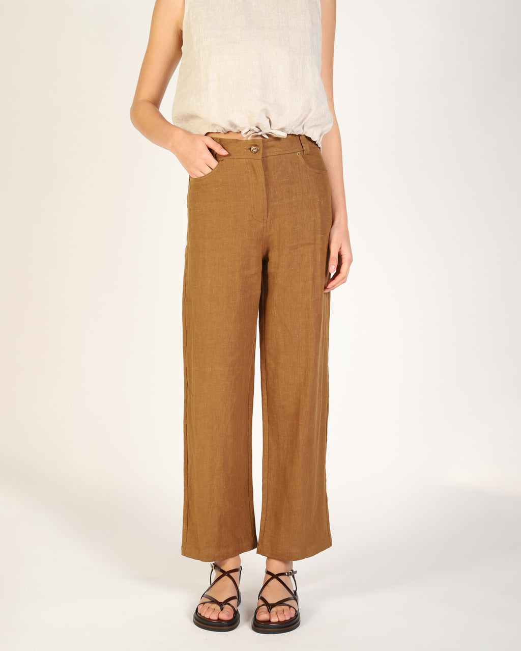 Lewi Linen Pant - Khaki
