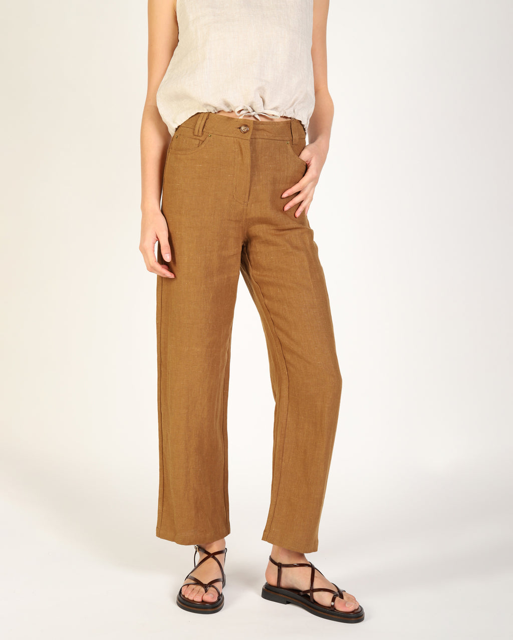 Lewi Linen Pant - Khaki