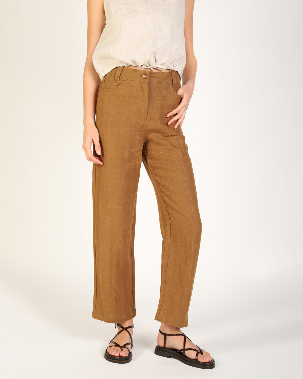 Lewi Linen Pant - Khaki