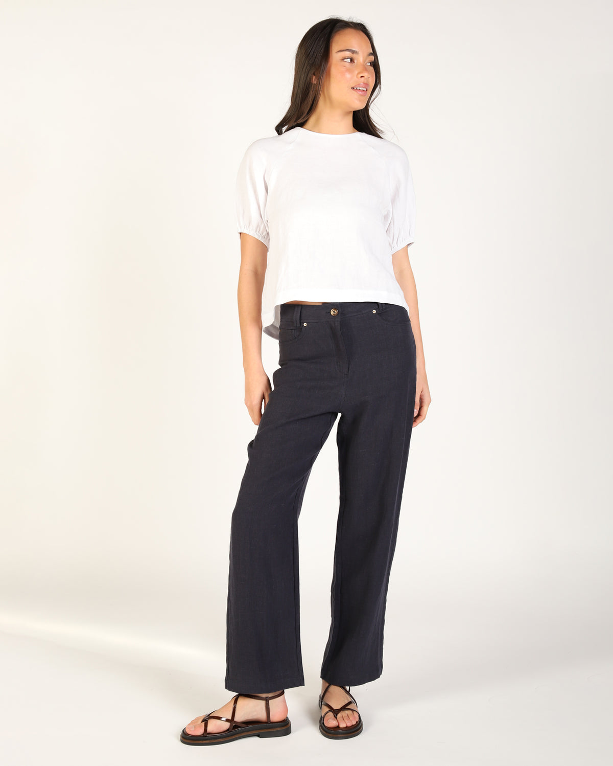 Lewi Linen Pant - Navy