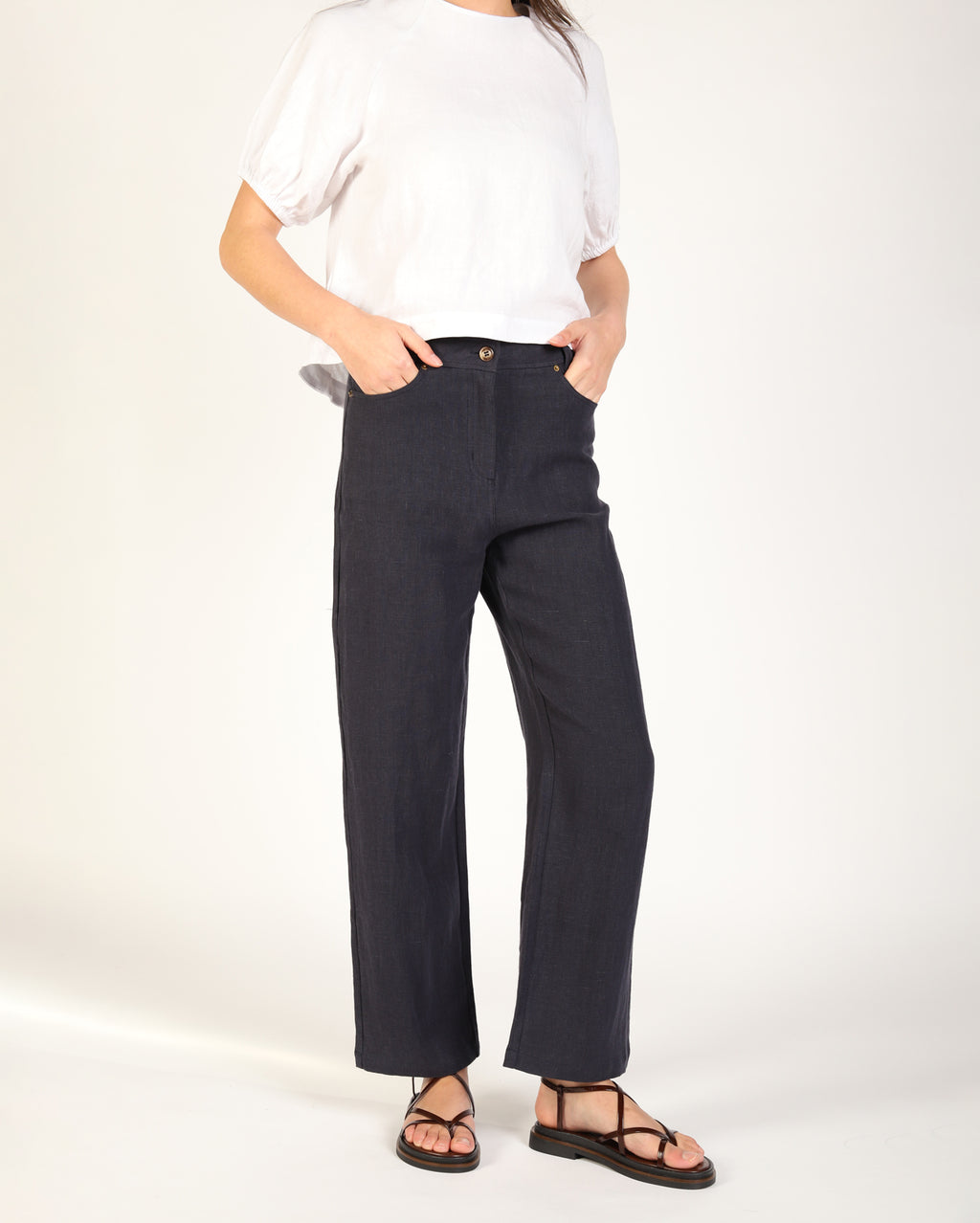 Lewi Linen Pant - Navy