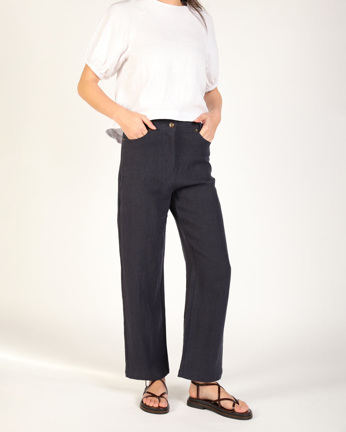 Lewi Linen Pant - Navy