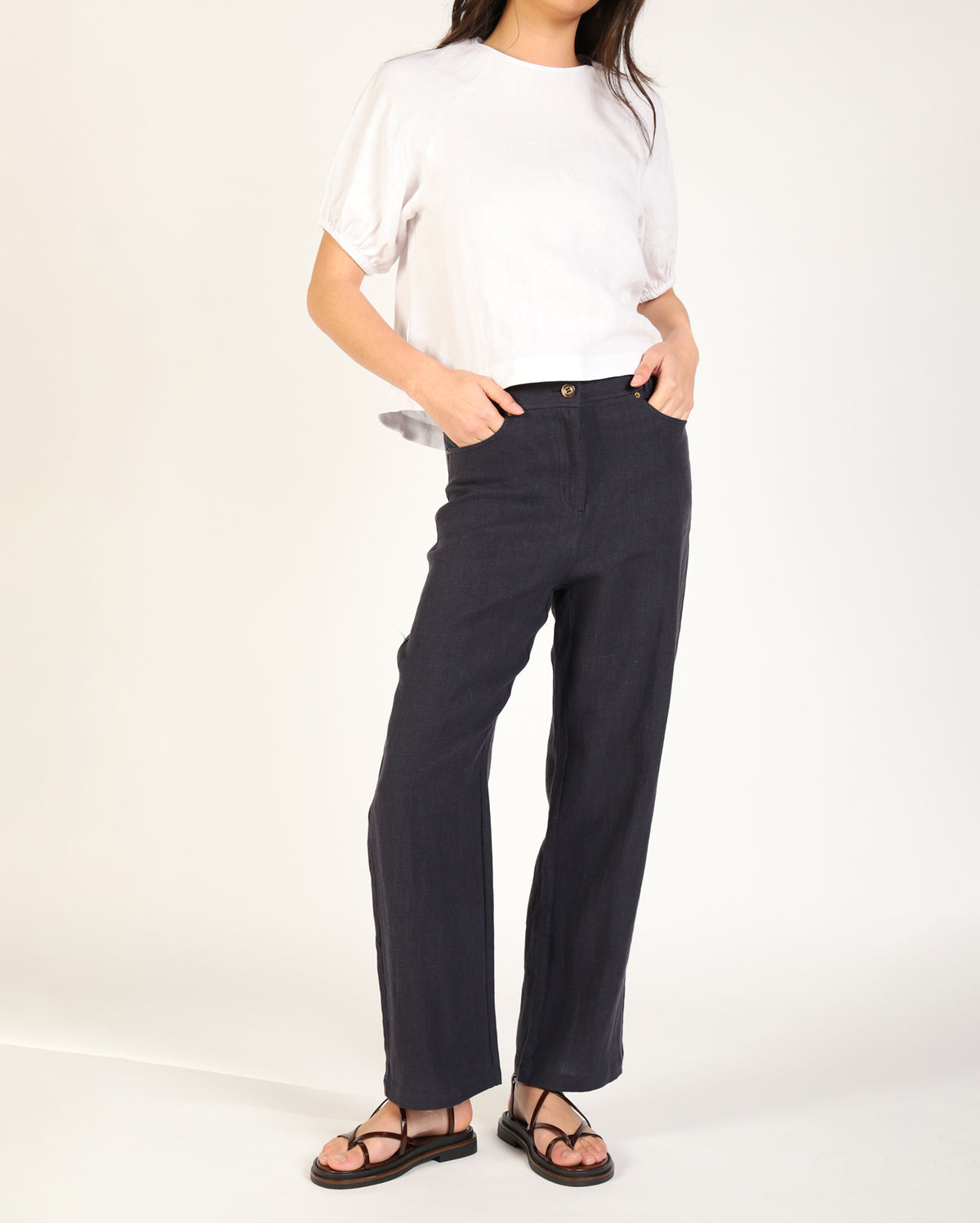 Lewi Linen Pant - Navy