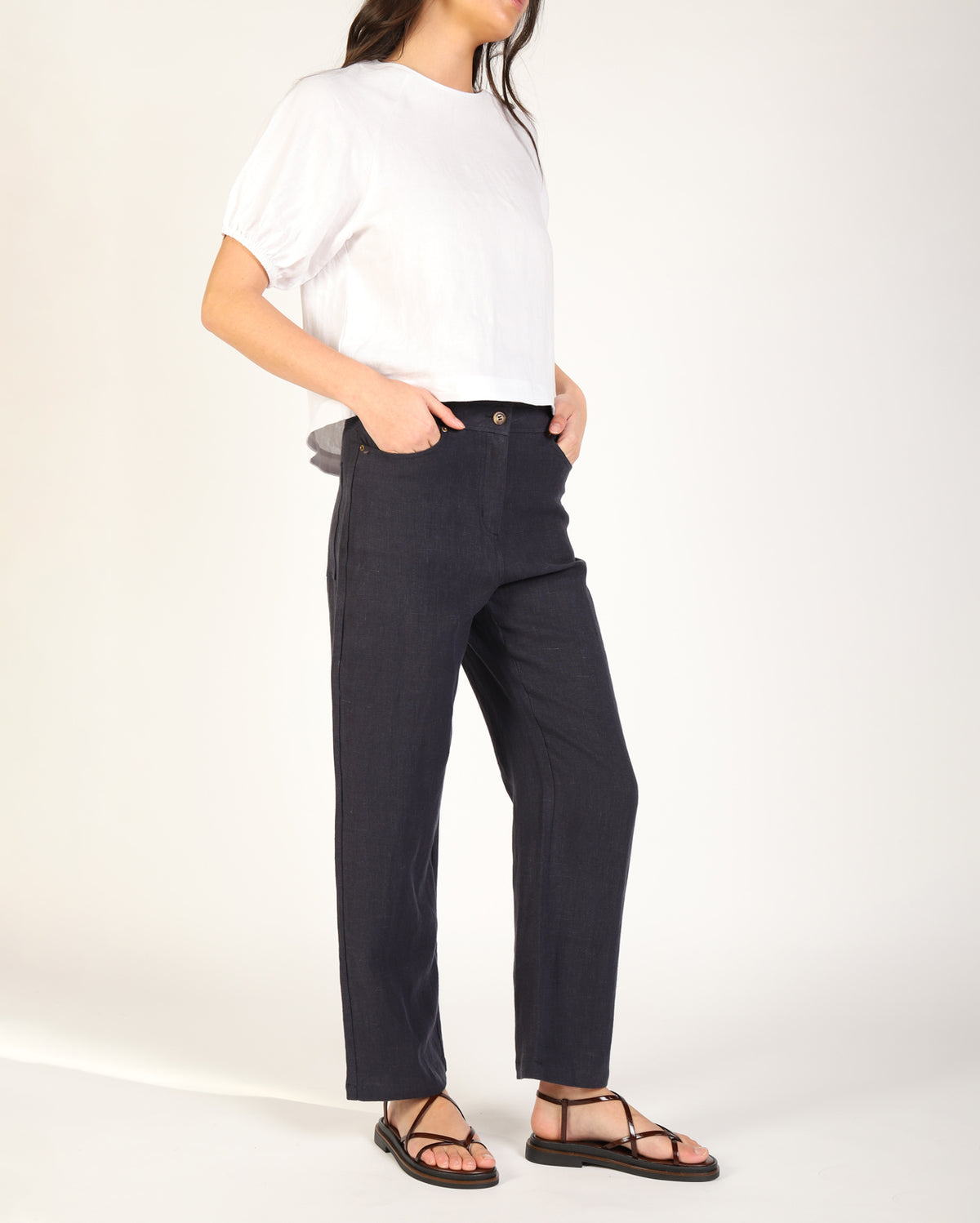 Lewi Linen Pant - Navy