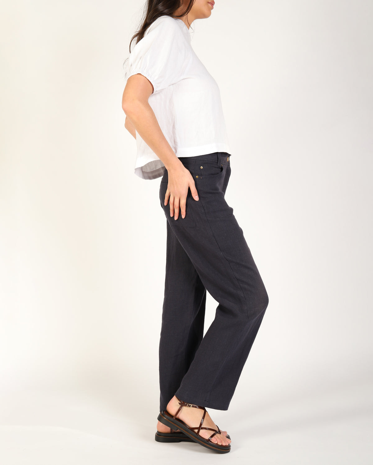 Lewi Linen Pant - Navy